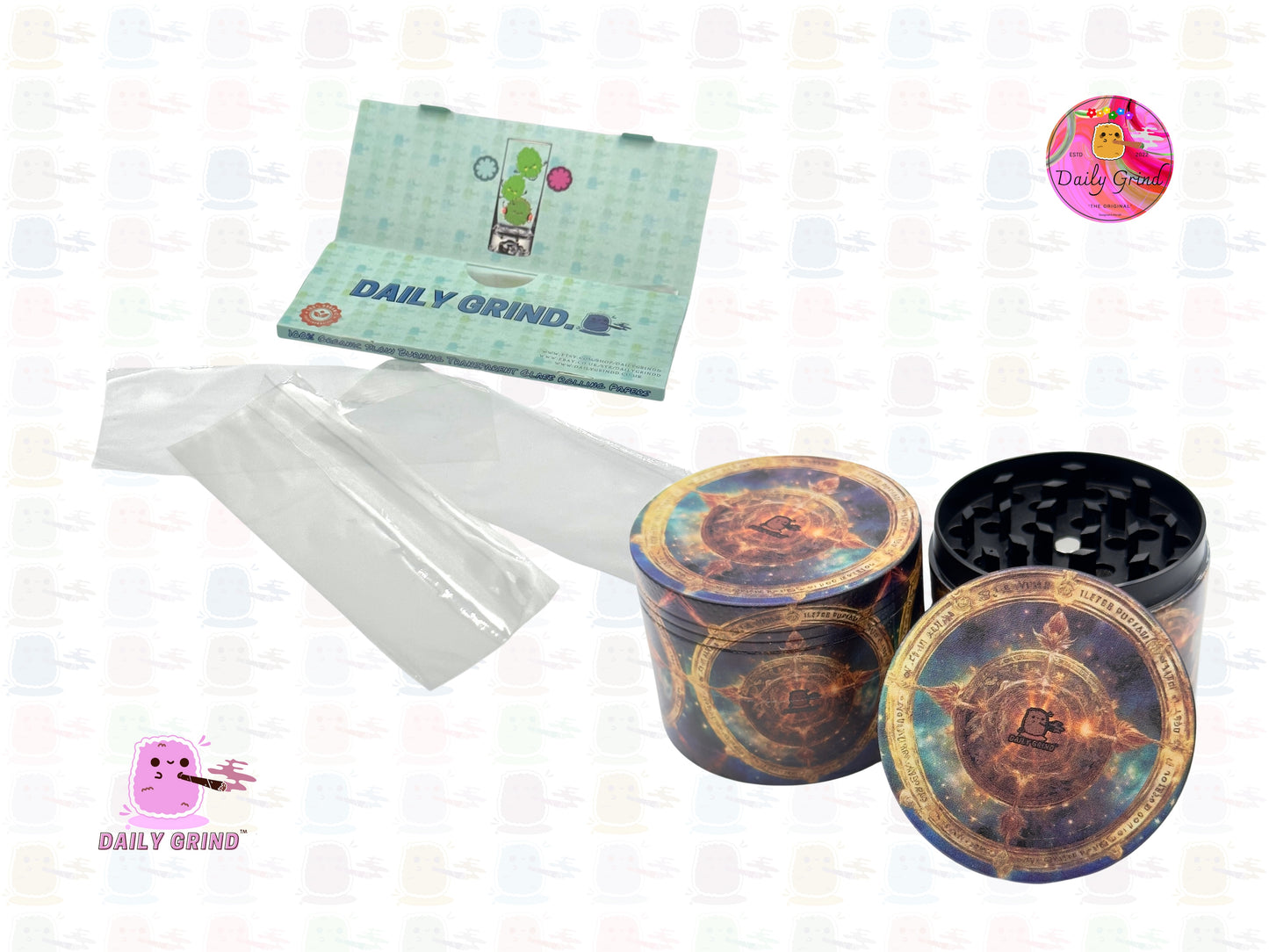 Golden Sun Dial Compass - 50mm Premium 4-Piece Custom Metal Tobacco Herb Grinder Gift Idea