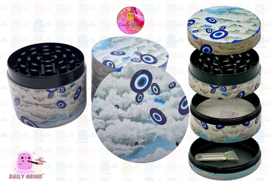 Spiritual Eye of Protection - 50mm 4-Piece High Quality Custom Metal Tobacco Herb Grinder Gift Idea