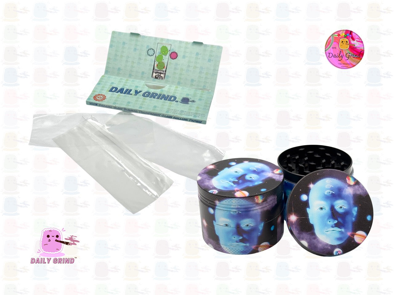 Blue Face In Space Esoteric - 50mm 4-Piece High Quality Custom Metal Tobacco Herb Grinder Gift Idea