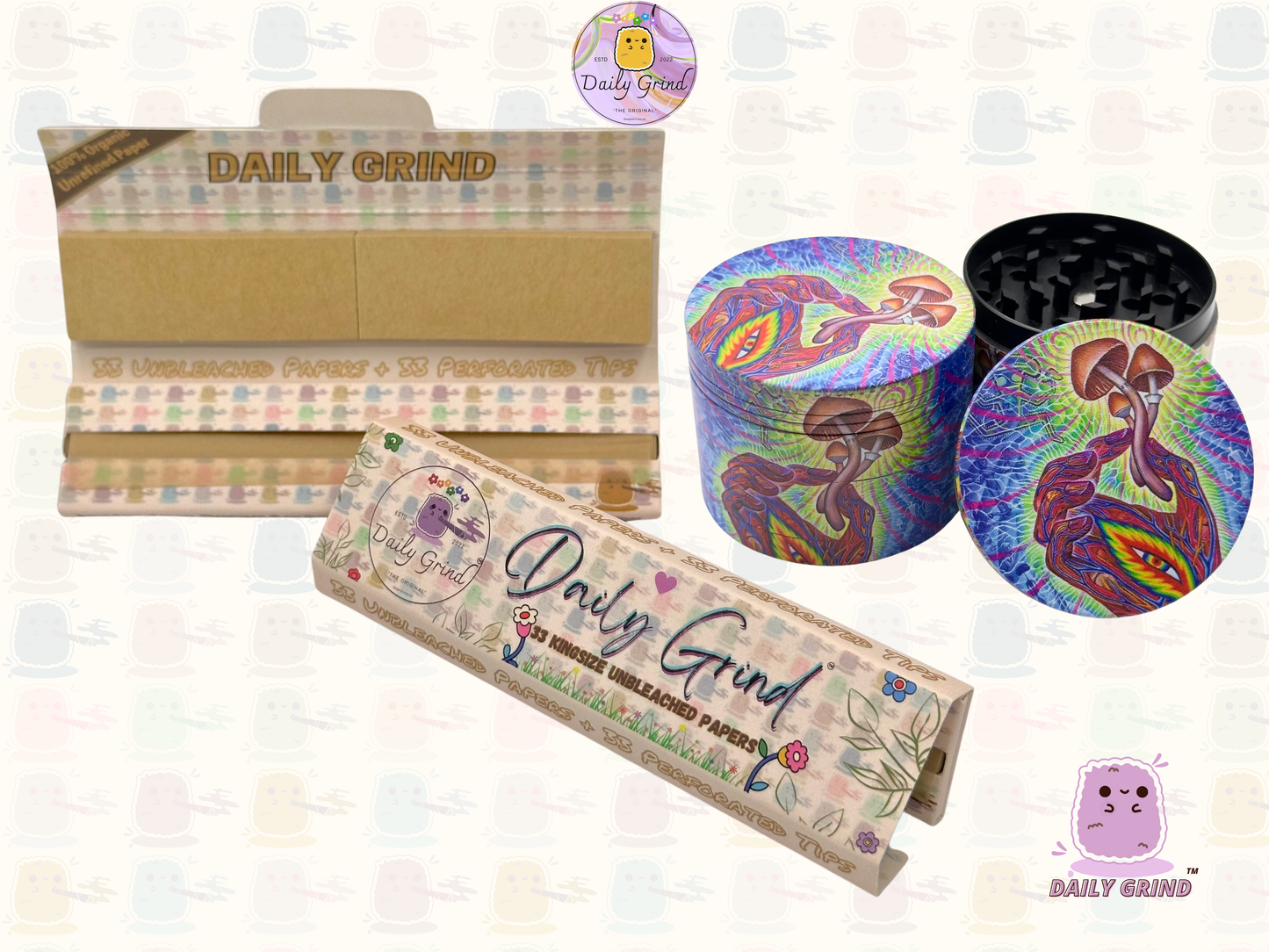 Motif Trippy coloré ondulé liquide Hallucination 50mm 4 pièces haute qualité personnalisé métal herbe broyeur cadeau