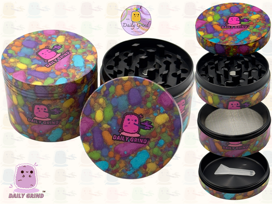 Motif Trippy coloré ondulé liquide Hallucination 50mm 4 pièces haute qualité personnalisé métal herbe broyeur cadeau