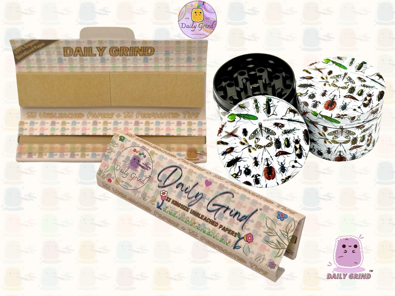 Insectes et insectes rampants effrayants style graphique vintage - 50 mm 4 pièces de haute qualité personnalisé broyeur d'herbes en métal cadeau