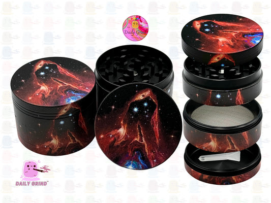 Shushing in the Stars - 50mm Premium 4-Piece Custom Metal Tobacco Herb Grinder Gift Idea