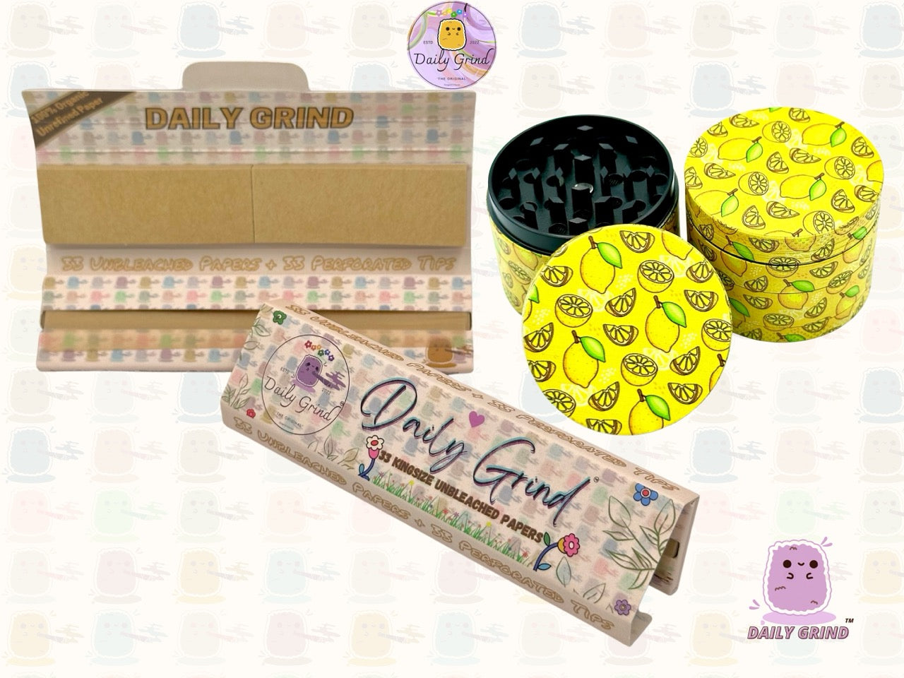 Juicy Lemon Slices Fruit Candy Yellow - 50mm 4-Piece High Quality Custom Metal Tobacco Herb Grinder Gift Idea