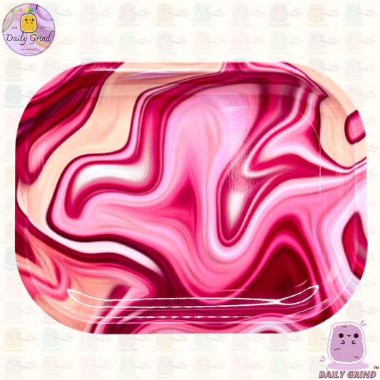 Lindo Metal Líquido Tie Dye Rosa Hermoso - Superficie de Bandeja de Metal de 14x18cm para Regalo de Baratijas de Piezas y Piezas