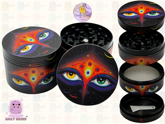 Motif Trippy coloré ondulé liquide Hallucination 50mm 4 pièces haute qualité personnalisé métal herbe broyeur cadeau