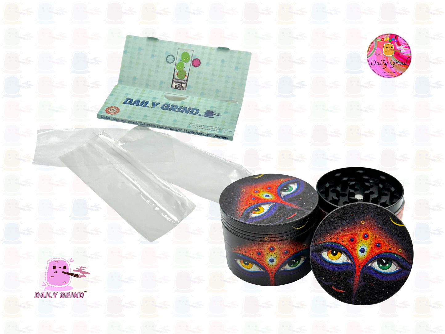 Heterochromia Galaxy Face - 50mm Premium 4-Piece Custom Metal Tobacco Herb Grinder Gift Idea