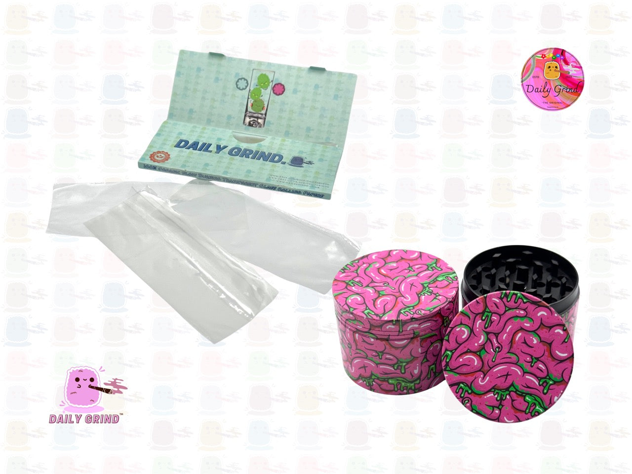 Cartoon Brain Funny Slime - 50mm 4-Piece High Quality Custom Metal Tobacco Herb Grinder Gift Idea