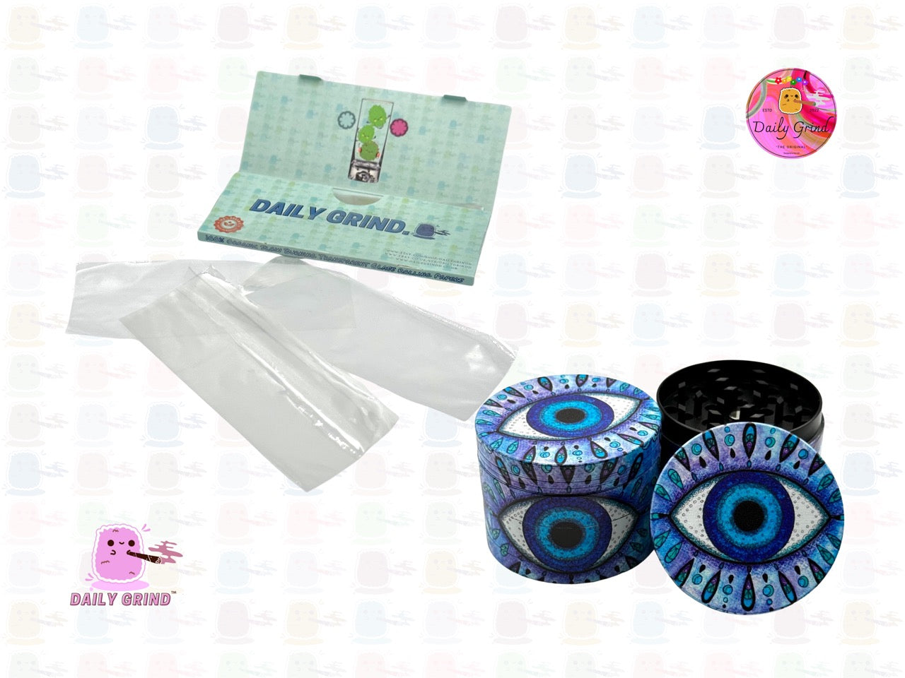 Nazar Eye of Protection Blue - 50mm 4-Piece High Quality Custom Metal Tobacco Herb Grinder Gift Idea