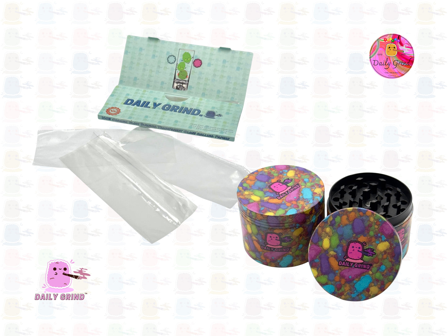 Colourful Sweets Cute Vibrant Candy - 50mm Premium 4-Piece Custom Metal Tobacco Herb Grinder Gift Idea