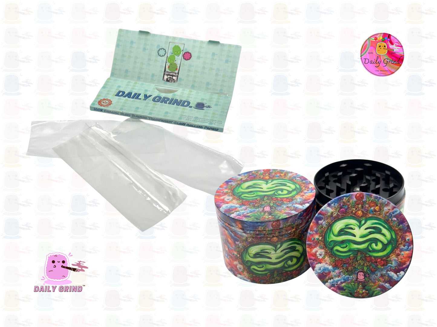 Metallic Green Liquid - 50mm Premium 4-Piece Custom Metal Tobacco Herb Grinder Gift Idea