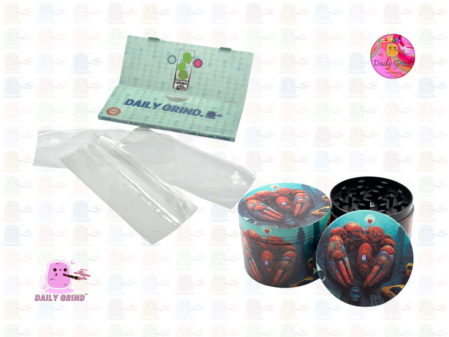 City Lobsters In Love - 50mm Premium 4-Piece Custom Metal Tobacco Herb Grinder Gift Idea