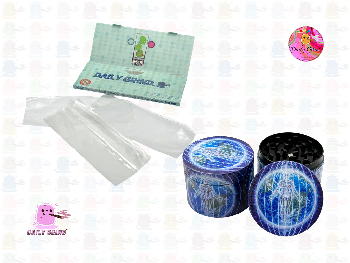 Calming Earthly Meditation - 50mm Premium 4-Piece Custom Metal Tobacco Herb Grinder Gift Idea