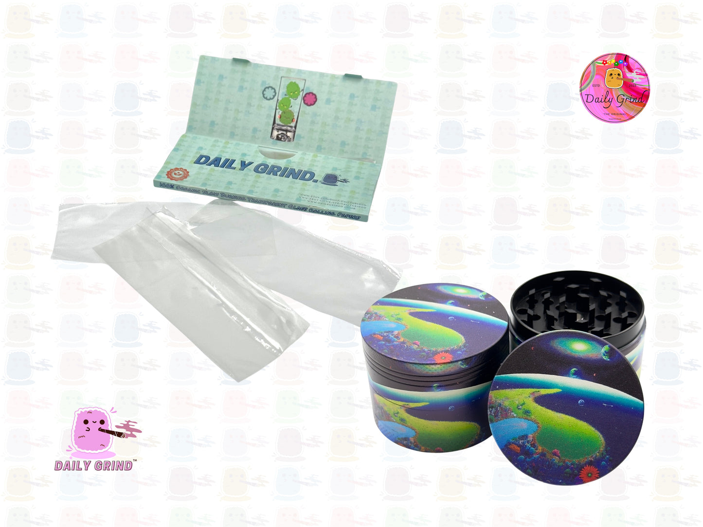 Earth Paradise Cute - 50mm Premium 4-Piece Custom Metal Tobacco Herb Grinder Gift Idea