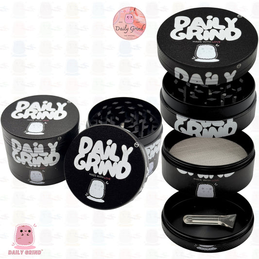 Black Made with Love Daily Grind - 50mm Premium 4-Piece Custom Metal Tobacco Herb Grinder Cute Gift