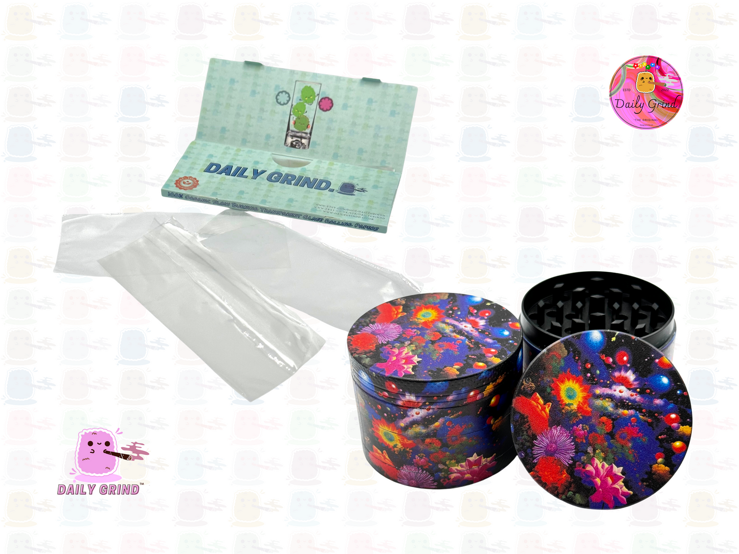 Fantasy Night Garden Flower Dream - 50mm 4-Piece High Quality Custom Metal Tobacco Herb Grinder Gift Idea