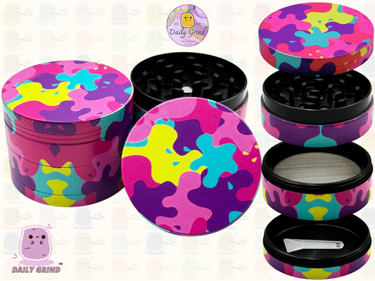 Motif Trippy coloré ondulé liquide Hallucination 50mm 4 pièces haute qualité personnalisé métal herbe broyeur cadeau