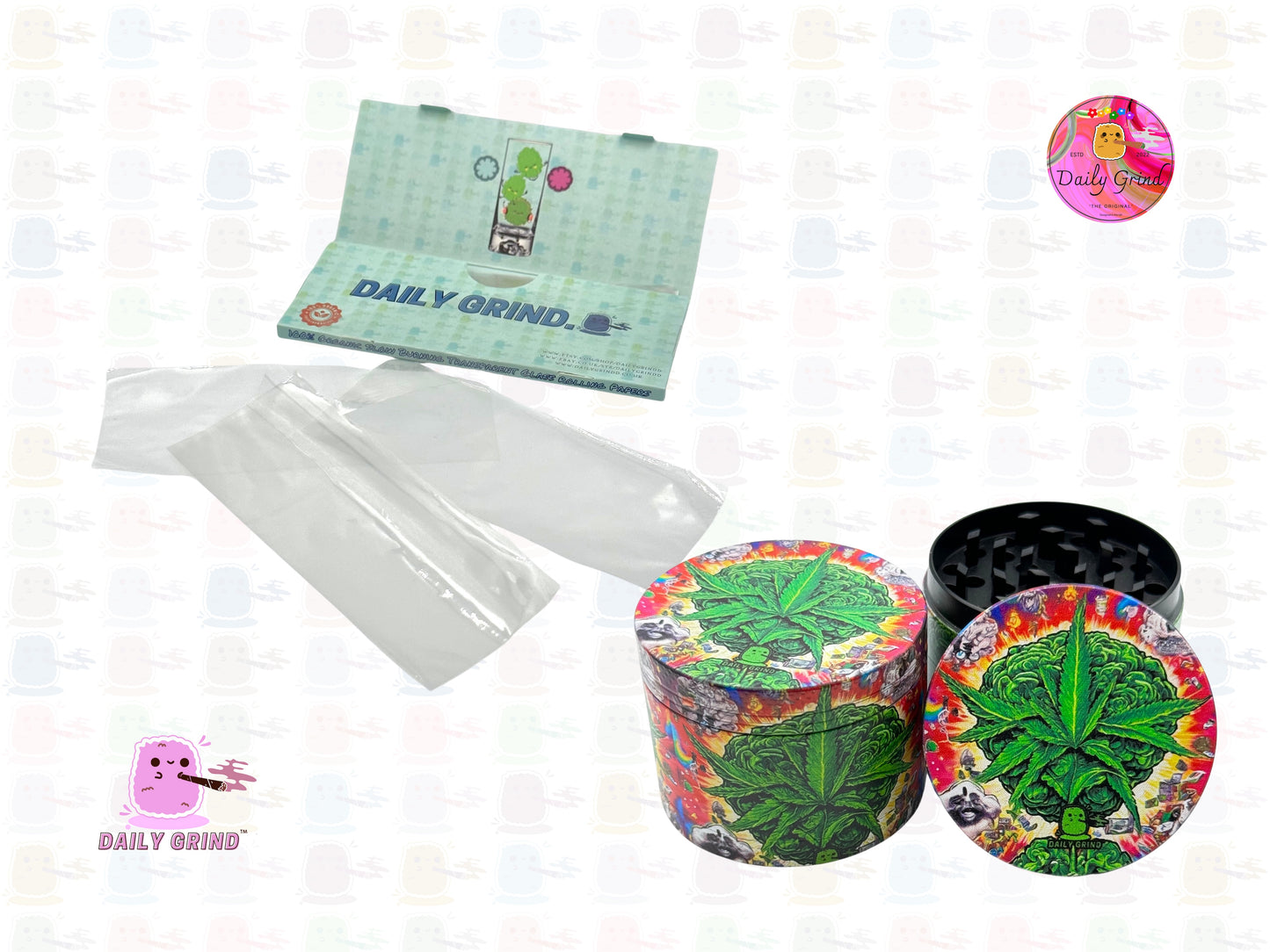 Crazy Cartoon Green Explosion - 50mm Premium 4-Piece Custom Metal Tobacco Herb Grinder Gift Idea