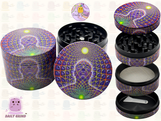 Motif Trippy coloré ondulé liquide Hallucination 50mm 4 pièces haute qualité personnalisé métal herbe broyeur cadeau