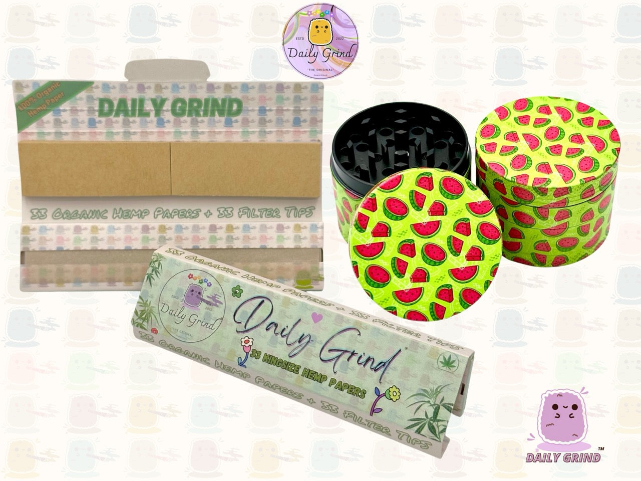 Conception mignonne de dessin animé de pastèque de bonbons de fruits - 50mm 4 pièces cadeau de broyeur d'herbes en métal de haute qualité