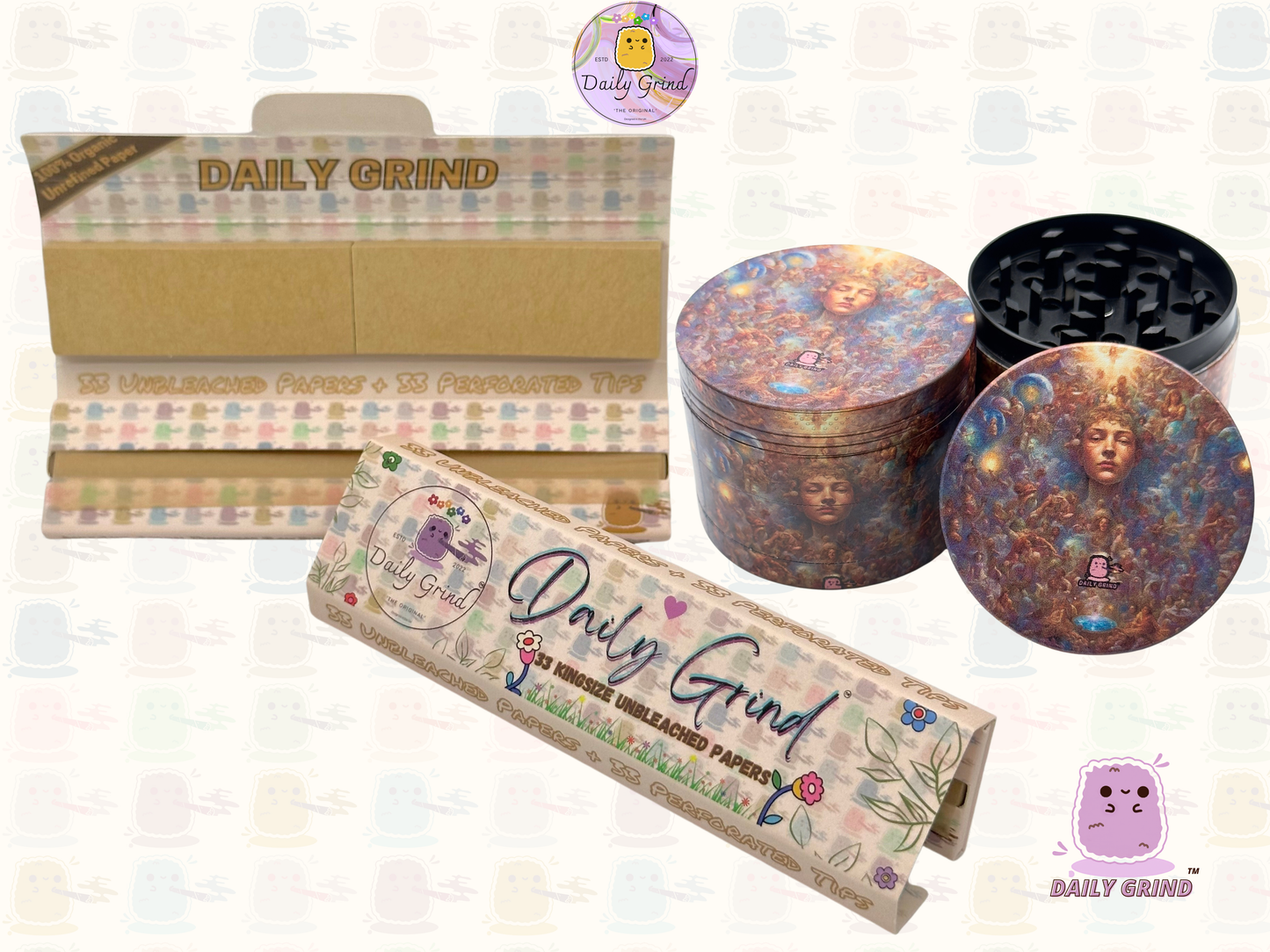 Motif Trippy coloré ondulé liquide Hallucination 50mm 4 pièces haute qualité personnalisé métal herbe broyeur cadeau