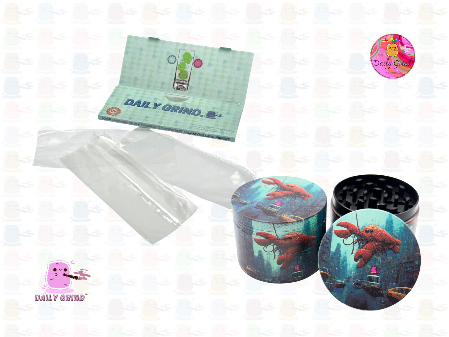 Lobster in the City - 50mm Premium 4-Piece Custom Metal Tobacco Herb Grinder Gift Idea