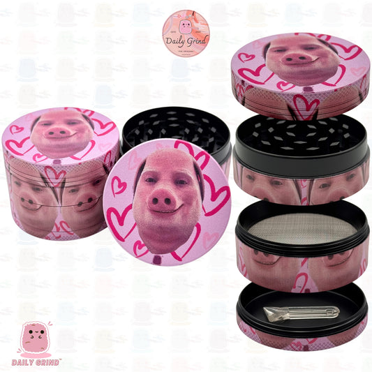 Pig Man Funny - 50mm Premium 4-Piece Custom Metal Tobacco Herb Grinder Cute Gift