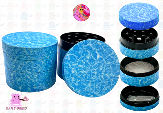 Shimmering Blue Crystal Clear Holiday Water Sunny Summer Design - 40mm 4-Piece High Quality Custom Metal Tobacco Herb Grinder Gift Idea