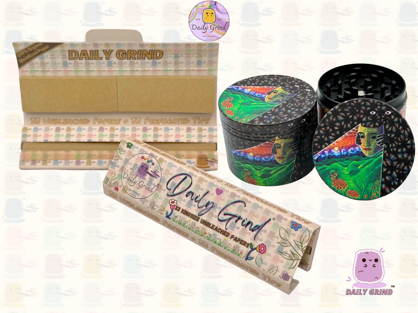 Motif Trippy coloré ondulé liquide Hallucination 50mm 4 pièces haute qualité personnalisé métal herbe broyeur cadeau