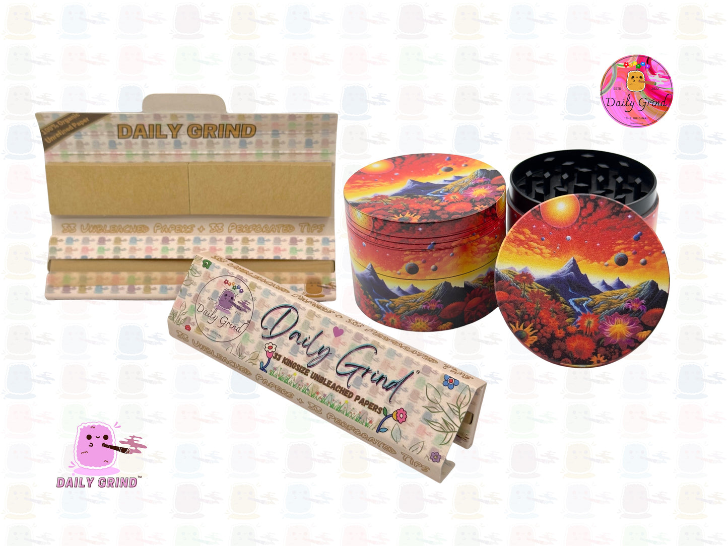 Mountain Range at Sunset - 50mm Premium 4-Piece Custom Metal Tobacco Herb Grinder Gift Idea