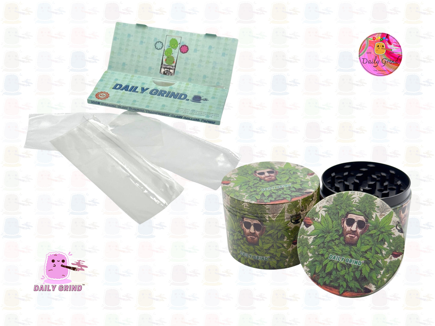 Gardener Man in a Bush - 50mm Premium 4-Piece Custom Metal Tobacco Herb Grinder Gift Idea