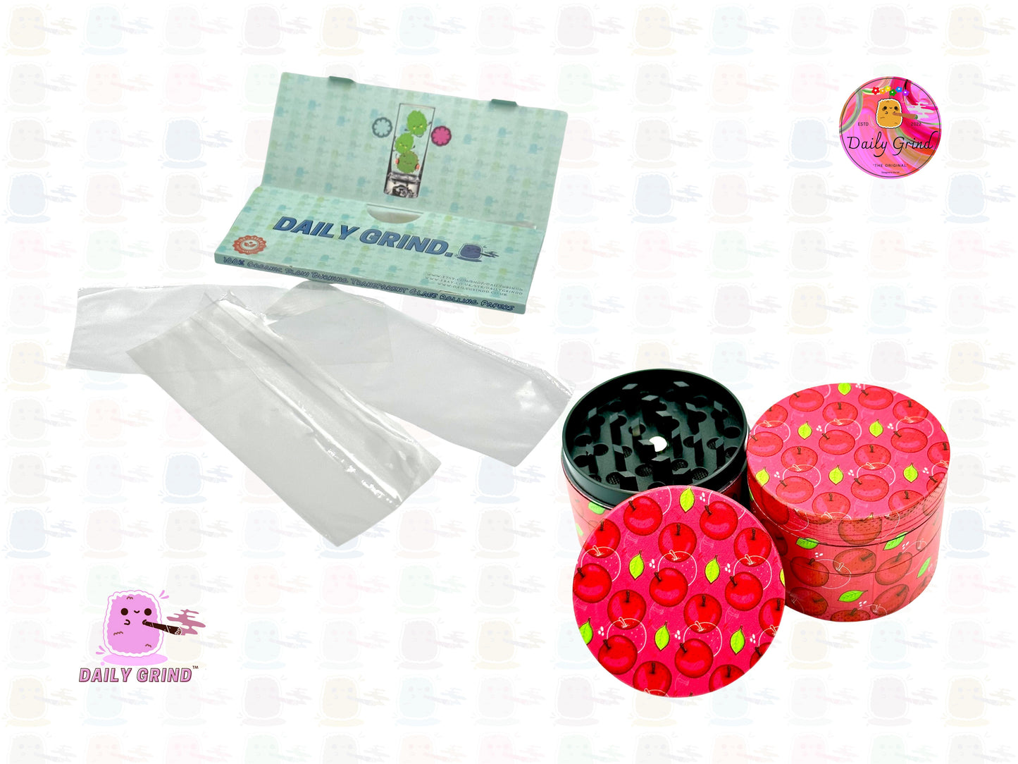 Red Apple Juicy Fruit Candy - 50mm 4-Piece High Quality Custom Metal Tobacco Herb Grinder Gift Idea