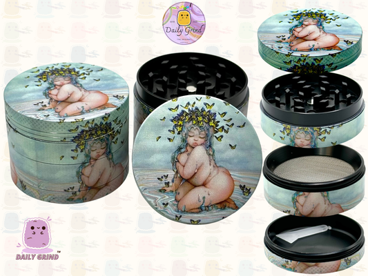 Thicc Butterfly Fairy Witch Cute - 50mm 4-Piece High Quality Custom Metal Tobacco Herb Grinder Gift Idea