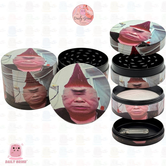 Cyclops Dude with Red Hair - 50mm Premium 4-Piece Custom Metal Tobacco Herb Grinder Cute Gift