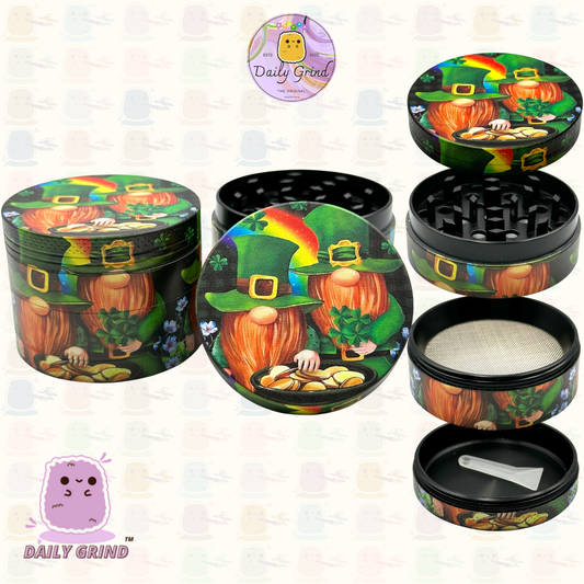 Cute Leprechaun Pot of Gold - 50mm 4-Piece High Quality Custom Metal Tobacco Herb Grinder Gift Idea