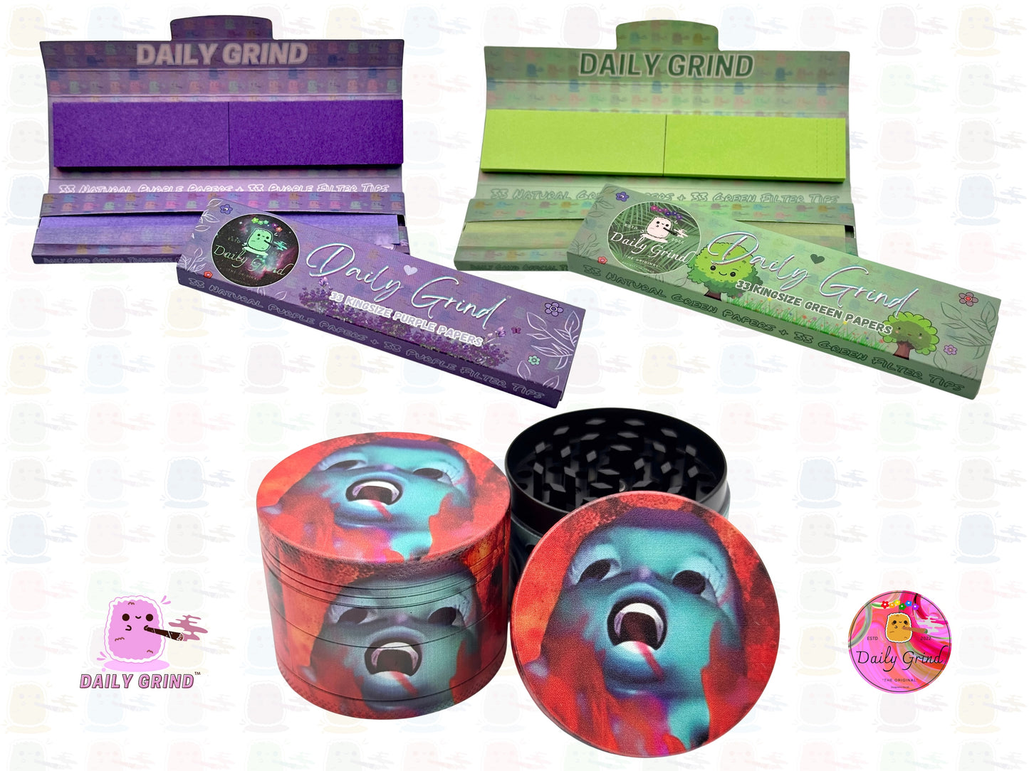 Ojo de cristal lindo colorido Trippy 50 mm regalo personalizado de alta calidad de la amoladora de hierbas de metal de 4 piezas