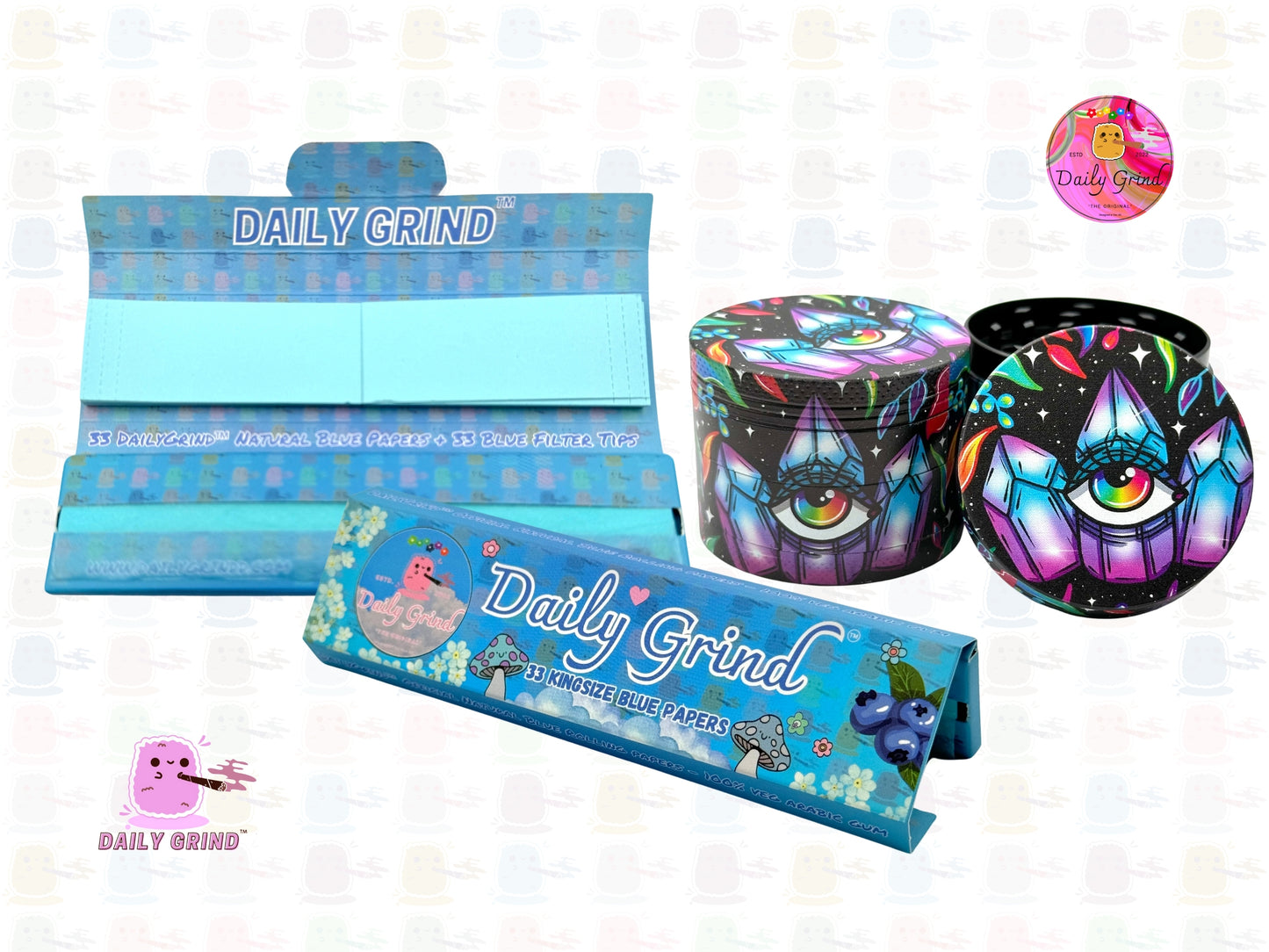 Crystal Eye Colourful - 50mm 4-Piece High Quality Custom Metal Tobacco Herb Grinder Gift Idea