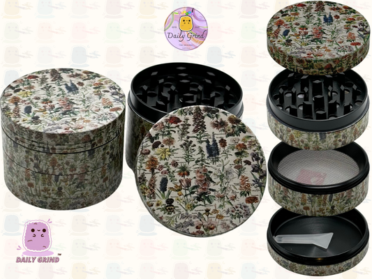 Vintage Flowers & Fauna Botanical Vintage Chart - 50mm 4-Piece High Quality Custom Metal Tobacco Herb Grinder Gift
