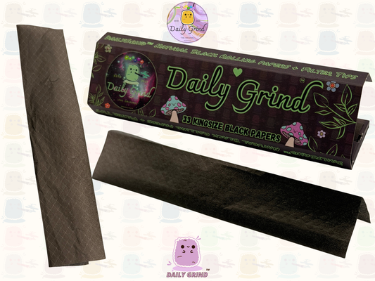 Feuilles à rouler Daily Grind™ Black Kingsize avec pointes de cafard - Haute qualité, super mignonnes ! 33 feuilles + carte filtre. Cadeau