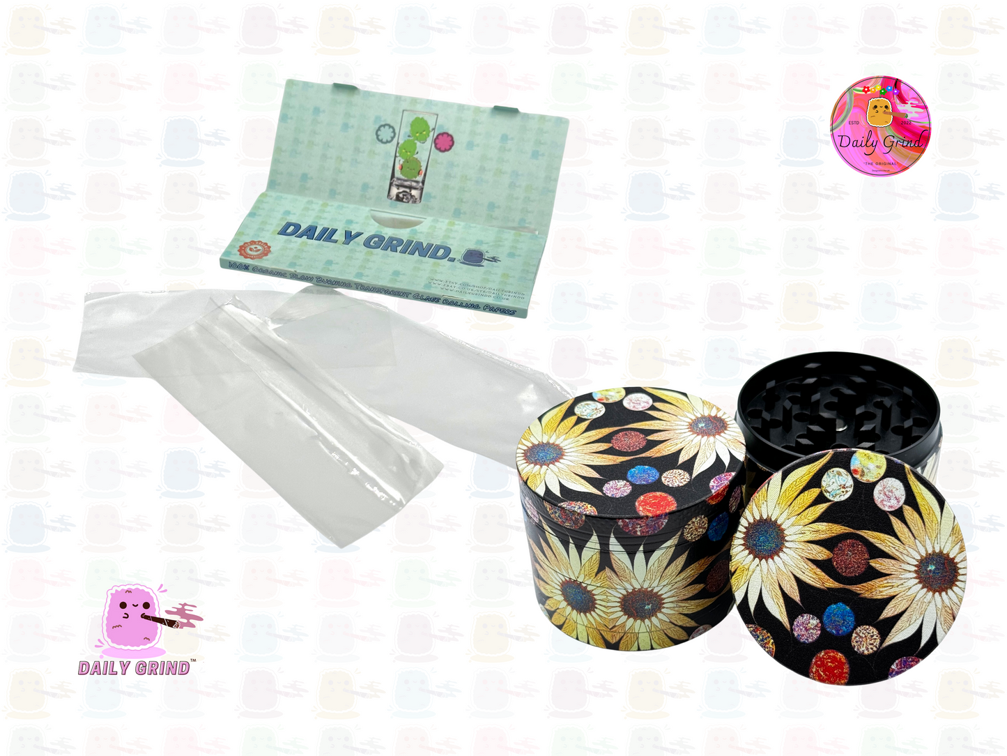 Colourful Planets & Stars - 50mm 4-Piece High Quality Custom Metal Tobacco Herb Grinder Gift Idea