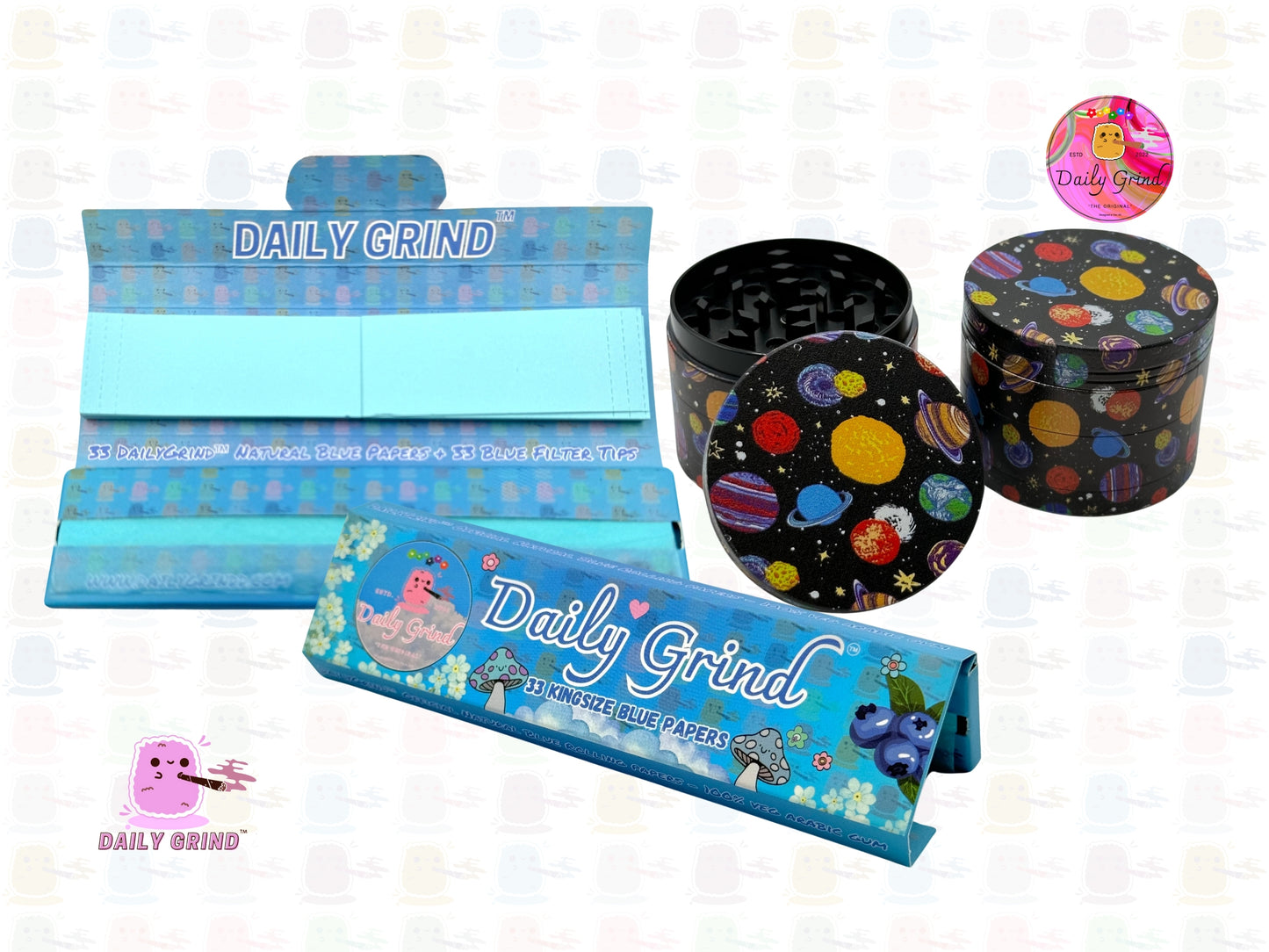 90's Galaxy Cartoon Cute Planets - 50mm 4-Piece High Quality Metal Tobacco Herb Grinder Gift Idea