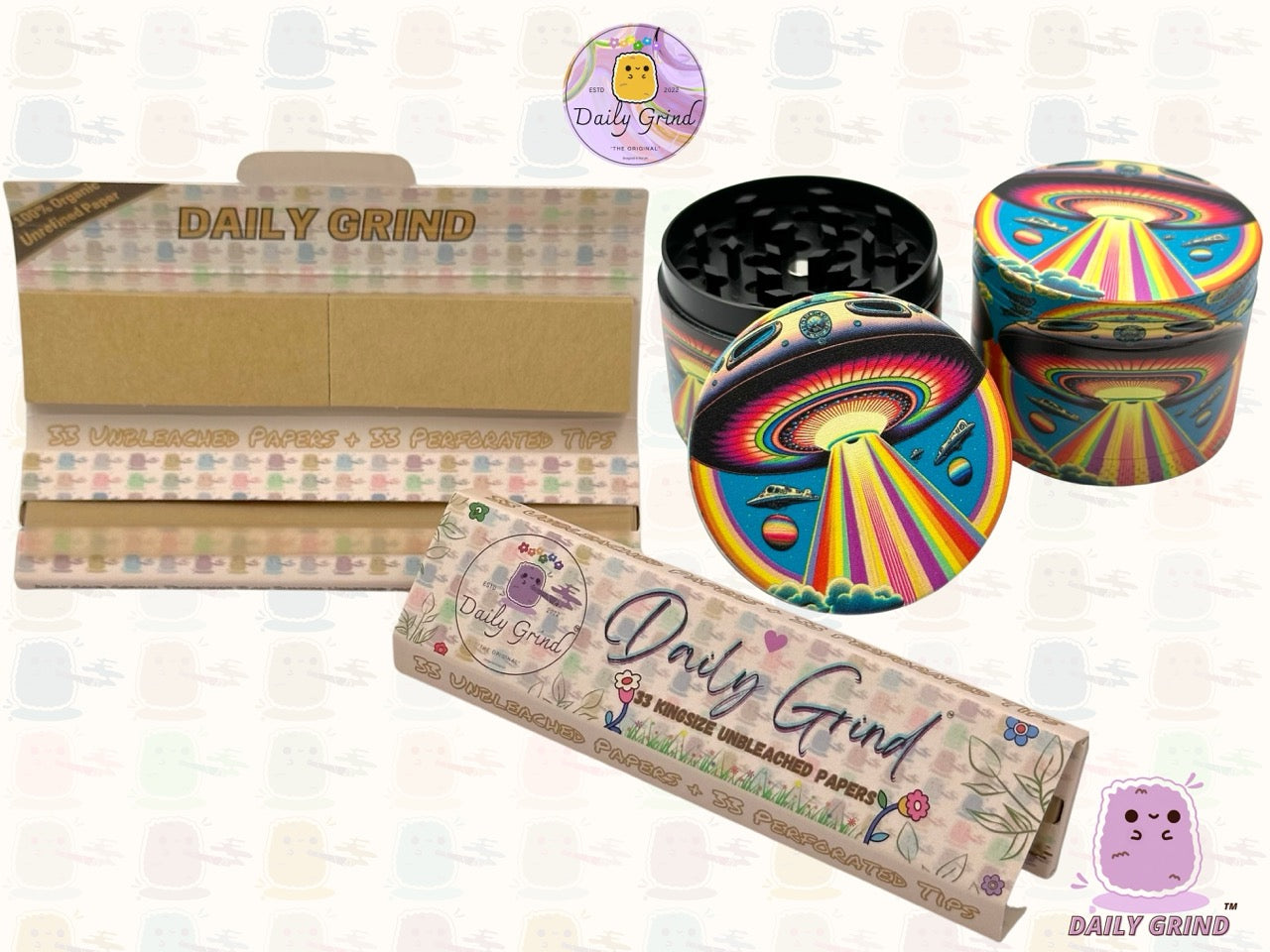 UFO Alien Ship Colourful - 50mm 4-Piece High Quality Custom Metal Tobacco Herb Grinder Gift Idea