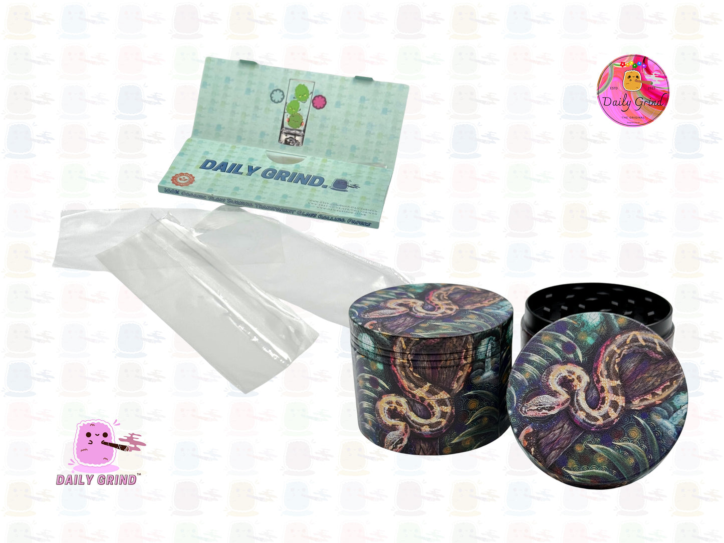 Jungle Snake Burmese Python - 50mm Premium 4-Piece Custom Metal Tobacco Herb Grinder Gift Idea