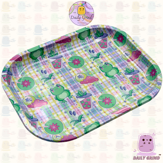 Cute Green Frog Pattern - 14x18cm Metal Tray Surface for Bits & Pieces Trinkets Gift