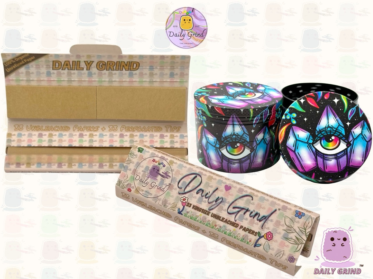 Mignon œil de cristal coloré Trippy 50mm 4 pièces de haute qualité personnalisé broyeur d'herbes en métal cadeau