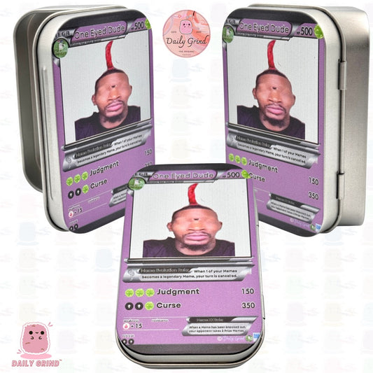 One Eye Red Hair Dude - 1oz Silver Metal Tin Funny Parody / Crystal / Jewellery / Coins / Bits & Pieces / Money / Make-Up 1oz Hinge Lid Metal Box Container - 9.5 x 6.2 x 2 cm - Cute Joke Gift Idea