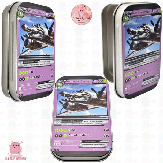 Brainrot Crocodile Plane - 1oz Silver Metal Tin Funny Parody / Crystal / Jewellery / Coins / Bits & Pieces / Money / Make-Up 1oz Hinge Lid Metal Box Container - 9.5 x 6.2 x 2 cm - Cute Joke Gift Idea