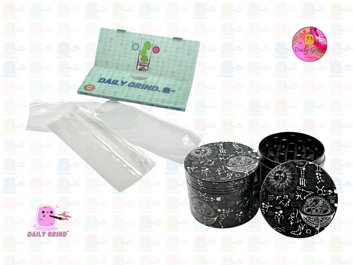 Astrology Chalkboard Theory - 50mm 4-Piece High Quality Custom Metal Tobacco Herb Grinder Gift Idea