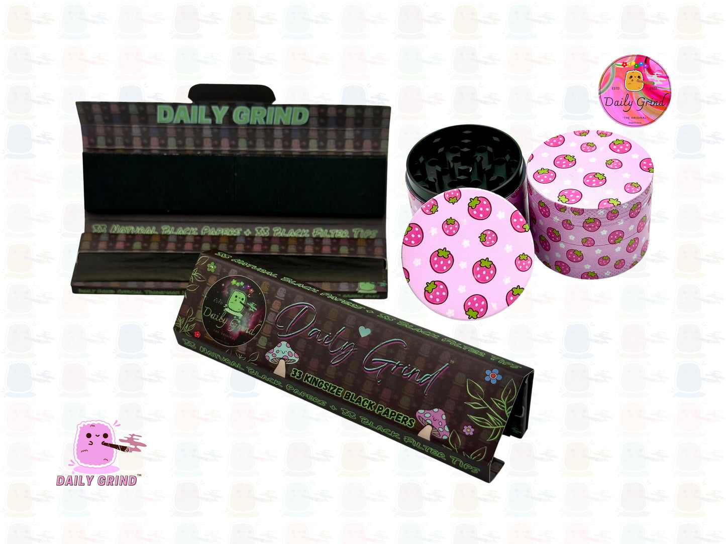 Fresas Kawaii Estilo japonés Kawaii Fruta jugosa linda - 50 mm 4 piezas Regalo de molinillo de hierbas de metal personalizado de alta calidad