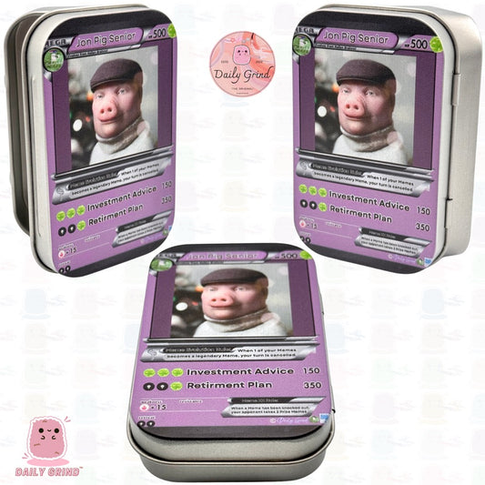 Wise Old Pig Man - 1oz Silver Metal Tin Funny Parody / Crystal / Jewellery / Coins / Bits & Pieces / Money / Make-Up 1oz Hinge Lid Metal Box Container - 9.5 x 6.2 x 2 cm - Cute Joke Gift Idea